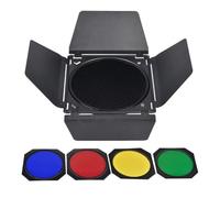 HOUDERCO Kit de Barrière Lumineuse à Lampe Flash 4 Volets en Alliage, Facile à Retirer, Effet Couleur, Accessoire pour Lampe de Photographie 18 Cm
