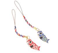 HOUDERCO Lanière Porte-clés pour Téléphone Pendentif Drapeau Carpe Rouge, Alliage et Corde, 2 Pièces, Accessoire Décoratif Polyvalent pour Vacances