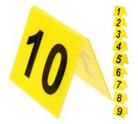 HOUDERCO Lot de 10 Numéros de Table en Acrylique Jaune Double Face Dimensions 55 X 63 CM Marqueurs Numériques Réutilisables Multifonctions pour Restaurant Banquet et Scène de Crime