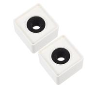HOUDERCO Lot de 2 Logos de Station Microphone Abs Blanc de Cube Carré, Drapeau de Microphone Stable pour Interview, Podcast et Karaoké, Pied Micro Professionnel pour Usage Bureau