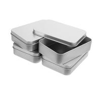 HOUDERCO Lot de 4 Boîtes en Fer-blanc Rectangulaires Scellées pour Rangement de Présents et Bonbons, Boîte en Métal Argenté Multi-usages, Stockage de Chewing-gum