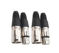 HOUDERCO Lot de 4 Connecteurs XLR Mâle et Femelle à Souder 3 Broches, Prise Audio pour Microphone, Connecteur de Câble Micro, Compatible DMX, Utilisation Professionnelle et Enregistrement