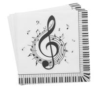 HOUDERCO Lot de 60 Serviettes en Papier Notes de Musique 16.5X16.5Cm pour Décoration de Tables de Cocktails et Événements Musicaux