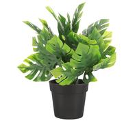 HOUDERCO Mini Plante Artificielle Monstera et Look Naturel en Plastique Décorative avec Pot Vert, Aspect Réaliste pour Bureau ou Salon