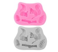 HOUDERCO Moule en Silicone 2pcs Motifs Écureuil, Pomme de Pin et Gland, Résistant Chaleur, Réutilisable, pour Chocolat, Bonbons et Argile Polymère
