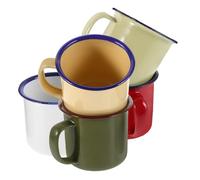 HOUDERCO Mugs et Tasses à Café Rétro Vintage en Émail, Lot de 5, Usage Polyvalent, Faciles à Suspendre, Maison Réunions Entre Amis