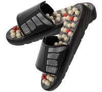 HOUDERCO Pantoufles de Massage par Acupression pour Homme et Femme, Confortables, en Pu et Eva, Noir, Sandales de Réflexologie pour Soins des Pieds