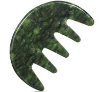 HOUDERCO Peigne de Massage Artisanal en Jade Cinq Grandes Dents pour Massage du Cuir Chevelu et Acupression, Accessoire Pratique pour Relaxation Corporelle