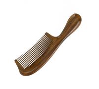 HOUDERCO Peigne en Bois de Santal Manche Épais à Dents Rapprochées Soulage les Maux de Tête Offre une Prise en Main Confortable Massage du Cuir Chevelu et Cheveux Bouclés