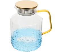 HOUDERCO Pichet à Eau en Verre 1800ml avec Couvercle et Infuseur, Design Ergonomique et Clair, Distributeur D'eau Cuisine et Boissons Fraîches Couleur Aléatoire