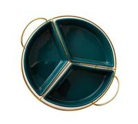 HOUDERCO Plateau de Rangement à Trois Compartiments avec Support, Grosse Capacité en Céramique Vert Design Simple et Généreux pour Bonbons Cuisine et Salle à Manger
