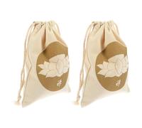HOUDERCO Pochette à Cordon pour Bol Chantant Tibétain en Coton et Lin, Lot de 2 Paquet de Rangement Chic Fermeture à Cordon, pour Contemplation Bouddhiste