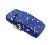 HOUDERCO Pochette Étanche pour Téléphone Double Autocollant en Tissu Oxford Bleu, Confortable et Respirante et Design à Deux Compartiments, Sport Vélo