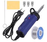 HOUDERCO Pompe à Dessouder Électrique Portable Bleue en Acier Inoxydable avec Embouts Interchangeables, Résistante à L'oxydation, Maintenance D'appareils Électroniques