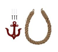 HOUDERCO Porte-Papier Toilette Mural Corde Nautique Rouge Style Rétro Méditerranéen Support Rouleau Compact et Décoratif pour Salle de Bain