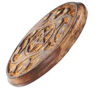 HOUDERCO Porte-Parfum Rond en Bois Marron Sculpture Délicate, Brûleur Parfum Vintage Résistant Décoloration, pour Chambre et Sauna