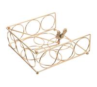 HOUDERCO Porte-Serviettes Panier à Serviettes Motif Coq en Métal Doré Support Carré Accessoire Décoratif pour Serviettes de Table pour Comptoir Cuisine et Table de Salle à Manger