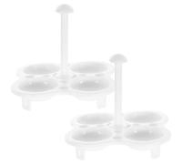HOUDERCO Porte-œufs Ménager en Plastique Blanc, Support à Œufs Réutilisable 4 Cases Léger pour Cuisson Vapeur Douce Cuisine, Lot de 2 Pièces