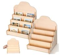 HOUDERCO Présentoir de Cartes de Visite en Bois 2pcs Structure à Étages, Design Multifonctionnel et Élégant pour Bureau et Divers Espaces