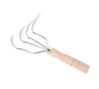 HOUDERCO Râteau de Jardin Quatre Griffes Acier avec Manche Outil de Culture Robuste pour Désherbage et Labourage