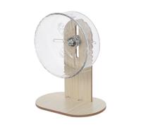 HOUDERCO Roue d'exercice Silencieuse Rotation Fluide Soucoupe Volante pour Hamster avec Support en Bois et Entretien Facile pour Petits Animaux en Cage Intérieure