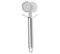 HOUDERCO Roulette à Pâtisserie Double Roue en Acier Inoxydable Argentée, Découpe Précise et Lisse pour Pizza et Gaufre, pour Usage Domestique ou Pizzeria