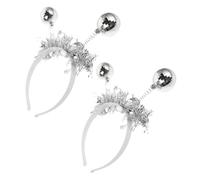 HOUDERCO Serrage-tête Boule Disco Argentée en Plastique 2pcs Résistant la Déformation Paillettes pour Soirées, Concerts et Réveillon du Nouvel An