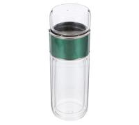 HOUDERCO Verre Isolant 280ml en Verre, PP et Silicone, Infusion de Thé | Boissons Chaudes et Froides, Usage Bureau et Voyage, Modèle Antichoc, 280ml