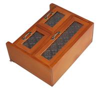 HOUDERCO Vitrine en Bois Marron Verre, Finition Polie Lisse, Matériaux Robustes, Rangement Pratique pour Salon ou Chambre, Style Vintage et Chic