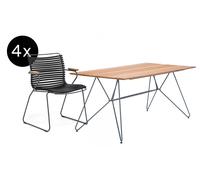 HOUE Bundle 4x Click chaise à accoudoirs bas noir + table Sketch 160cm