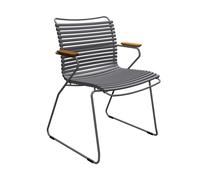 HOUE Chaise de jardin avec accoudoirs à dossier bas Click gris foncé structure en acier peint par poudrage