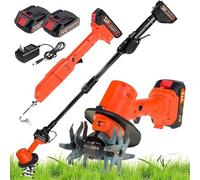 Houe de fouillage électrique Mini, Machine de désherbage à Main Micro-bêche, avec Perche télescopique et 2 Batteries, pour Couper l'herbe, Le blé, la préparation du Sol