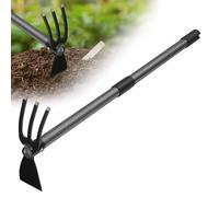 Houe de Jardin,76cm 2 en1 Binette Trident Outil de Jardin avec Longue poignée Réglable,Multifonctionnelle Houe pour Jardinage,Plantation de Mauvaises Herbes,Ameublissement du Sol