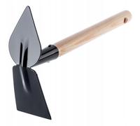 Houe de jardin KADAX en métal avec manche en bois, rectangle, 6 cm, noir