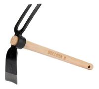 Houe forgée avec système anti-rotation - Tête à double usage - Houe et fourche avec manche en bois- Outil de jardin,verger et serre