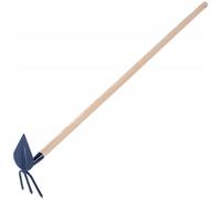 KADAX Binette en métal avec long manche en bois, double binette pour le jardin, pour ameublir, aérer et désherber le sol, sarcler (long, forme de cœur - 3 dents, avec manche en bois)