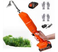 Houes Et Désherbeurs Électriques, Cultivateur de Jardin sans Fil avec 1/2 Batteries & Manche Long, Mini Houe Électrique pour Creuser, Désherber Et Ameublir Le Sol, 2 Paires de Gants A Battery