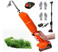 Houes Et Désherbeurs Électriques, Cultivateur de Jardin sans Fil avec 1/2 Batteries & Manche Long, Mini Houe Électrique pour Creuser, Désherber Et Ameublir Le Sol, 2 Paires de with Pole + a Batteries