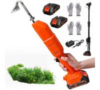 Houes Et Désherbeurs Électriques, Cultivateur de Jardin sans Fil avec 1/2 Batteries & Manche Long, Mini Houe Électrique pour Creuser, Désherber Et Ameublir Le Sol, 2 Paires with Pole + Two Batteries
