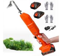 Houes Et Désherbeurs Électriques, Cultivateur de Jardin sans Fil avec 1/2 Batteries & Manche Long, Mini Houe Électrique pour Creuser, Désherber Et Ameublir Le Sol, 2 Paires de Gants Two Batteries