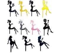 Houhounb High Heel Girl Lot de 11 décorations de gâteau délicates en acrylique - Silhouette de femme - Décoration de gâteau pour fête de mariage, fête d'anniversaire, mariage, fiançailles