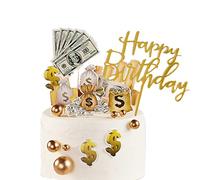 Houhounb Lot de 19 décorations de gâteau en acrylique avec inscription « Happy Birthday » pour homme