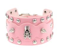 Houhounb Lot de 2 bracelets ras du cou en cuir synthétique pour homme et femme - Style gothique punk rock - Motif tête de mort - Réglable - Vintage - Pour couple amoureux - Rose, Cuir Simili cuir
