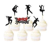 Houhounb Lot de 2 décorations de gâteau de danse hip-hop noires pour fête sur le thème de la musique, décoration de gâteau pour fête d'anniversaire