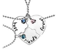 Houhounb Lot de 3 colliers d'amitié en alliage avec diamant Best Friends Forever Collier lettrage Partenaire Bijoux pour meilleurs amis sœurs Cadeaux Argent, Zinc