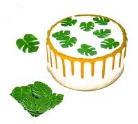 Houhounb Lot de 48 décorations comestibles en feuille de palmier pour cupcakes avec feuilles tropicales - Pour mariage, fête prénatale, fête d'anniversaire
