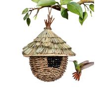Houilles de Colibri pour la Maison de Colibri à l'extérieur pour l'extérieur de 6,7x8,7 Pouces Paille tissée nid nid Hang gêne d'oiseaux pour Les décorations de Jardin Cadeau d'amant d'oiseaux