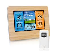 Houkiper Station Météo Avec Intérieure Extérieure Capteur Sans Fil Thermomètre Hygromètre Baromètre Phase De Lune écran LCD Couleur Numérique Snooze Réveil Chambre Salon