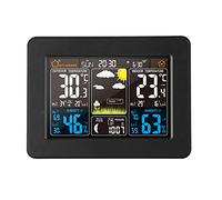 Houkiper Station météo numérique à affichage des couleurs avec alarme de température/humidité/baromètre/calendrier/horloge météo multifonctions (Black)
