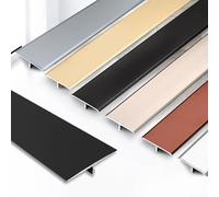HOUKOIKBUG Bande De Seuil 90cm, Profil De Transition en T Aluminium, Seuil De Porte pour Carrelage, Parquet, Sol Stratifié, Raccord De Plancher(Black,1 3/10in/33mm)